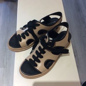 Opening ceremony cute open toe tie flats